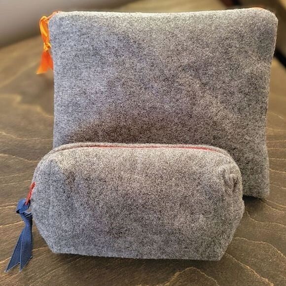 Lot of 2 | Handmade grey felt contrast zipper pencil cases - Picture 2 of 9